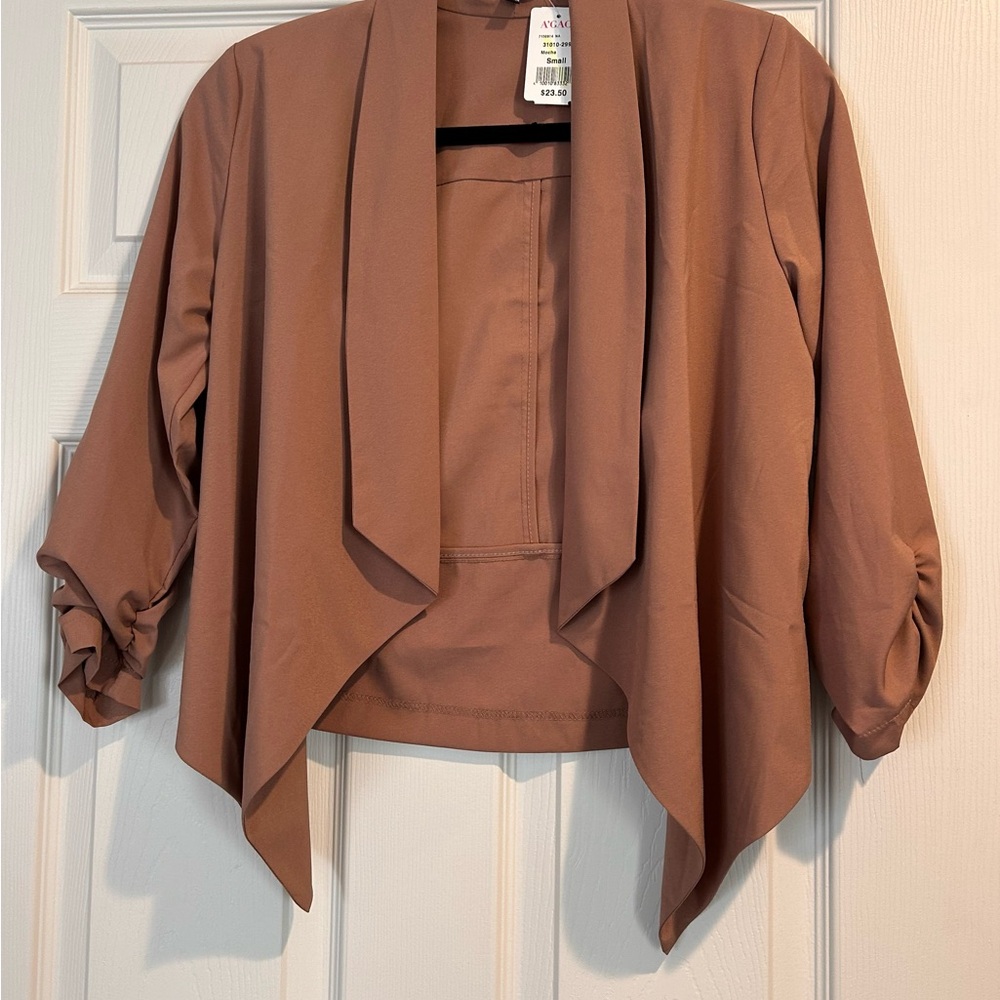 A'gaci Mocha Open Front Blazer